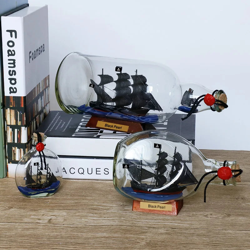 Black Pearl Ship in a Bottle – Pirates of the Caribbean Gift Model in Glass Display