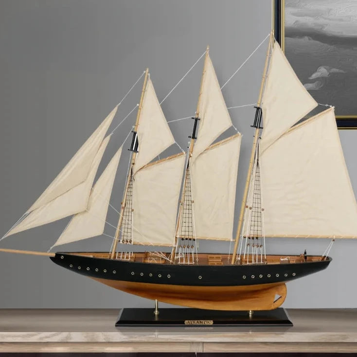 Atlantic Sovereign Wooden Sailing Ship Model - Handcrafted Maritime Elegance (73cm)