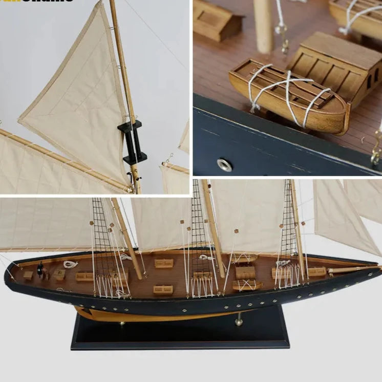 Atlantic Sovereign Wooden Sailing Ship Model - Handcrafted Maritime Elegance (73cm)