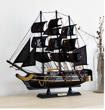 Black Pearl Pirate Ship Model – 46cm Handcrafted Wooden Display Ship (Pre-Assembled )