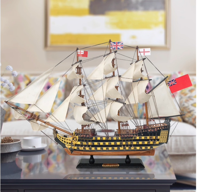 Handcrafted HMS Victory Model Ship – 60cm Display Piece | Wooden Nelson Flagship Replica