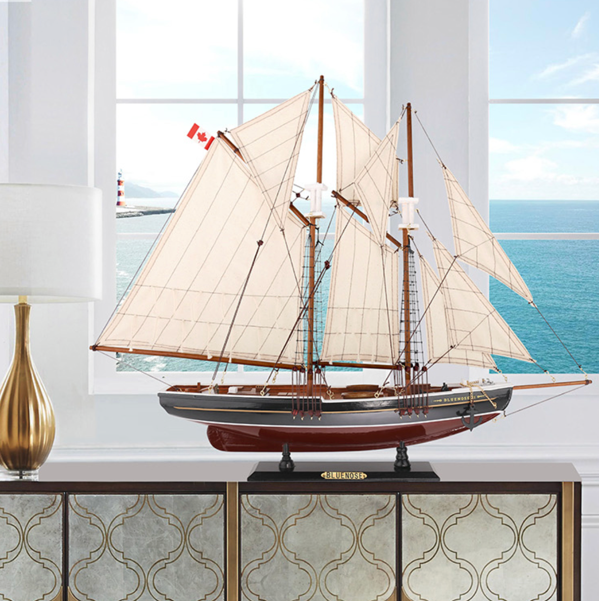 Canadian Bluenose II Model Ship – 66cm Canadian Schooner – Handcrafted Display Model