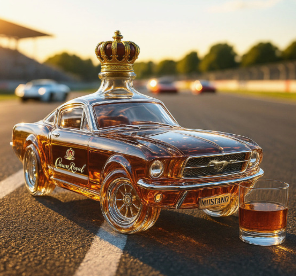 Mustang Whiskey Decanter Car Shaped Glass Bottle  – Unique Gift for Car & Whiskey Lovers