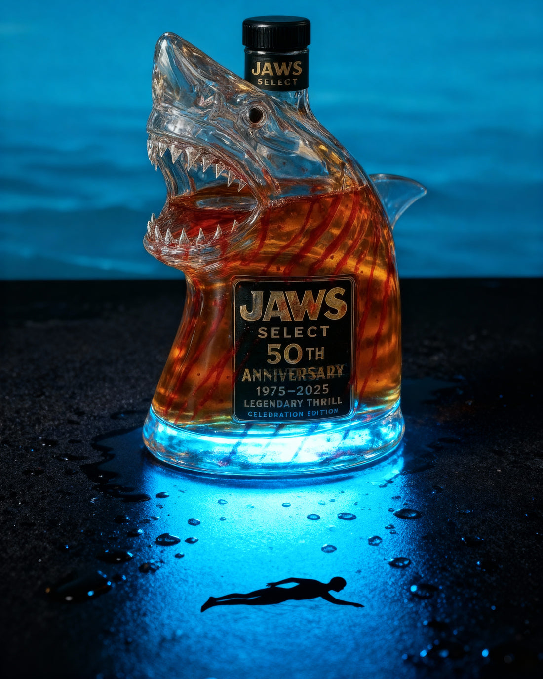 Jaws 50th Anniversary Whiskey Decanter & Tumbler – Limited Edition Jaws memorabilia for Movie & Whiskey Lovers | Unique Collectible Gift 1975–2025